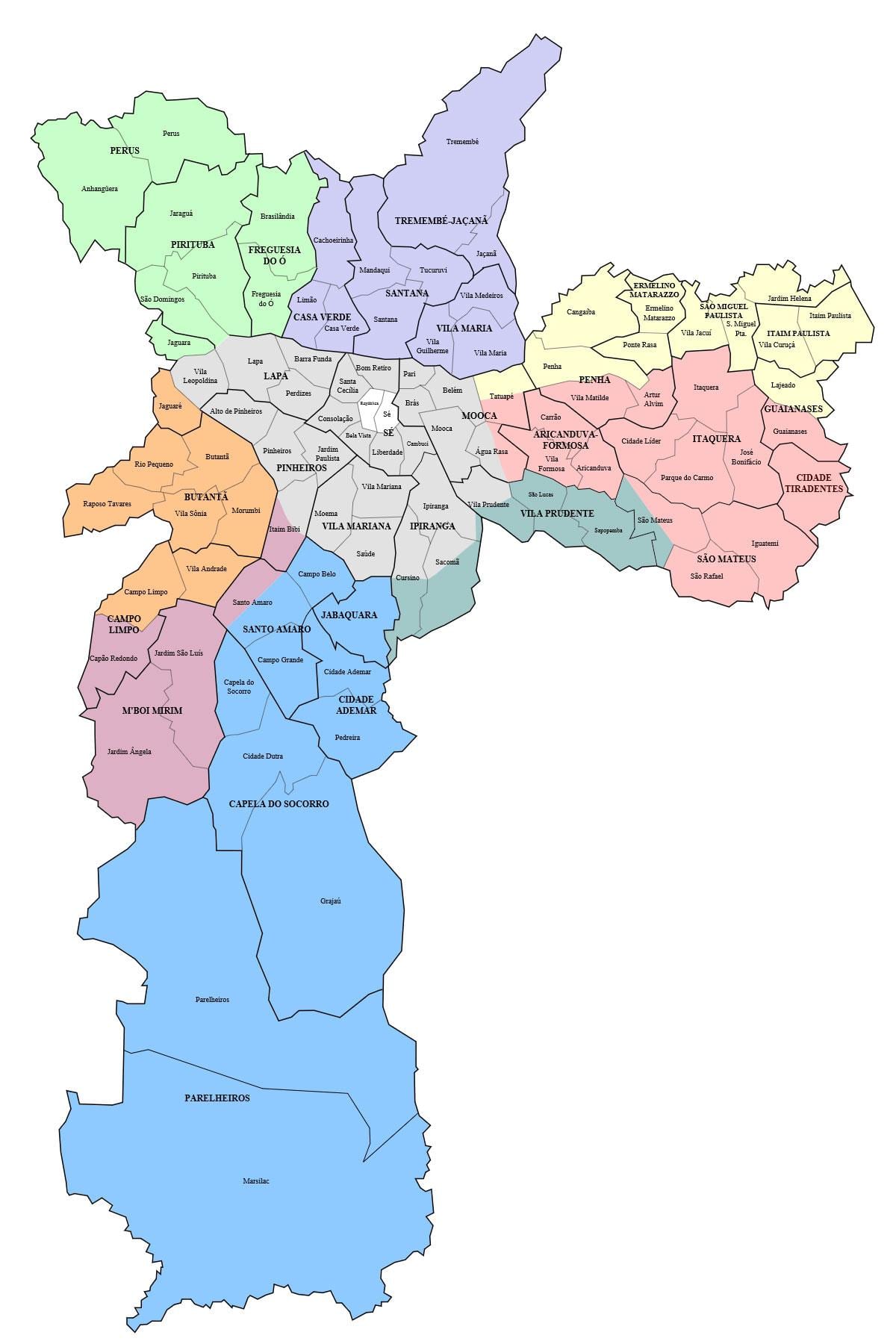 Sao Paulo arrondissement mapu