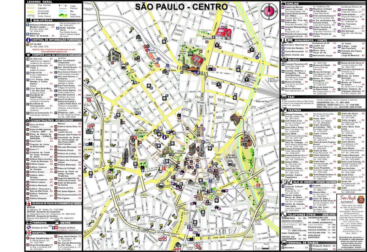 Sao Paulo cestovného ruchu mapu
