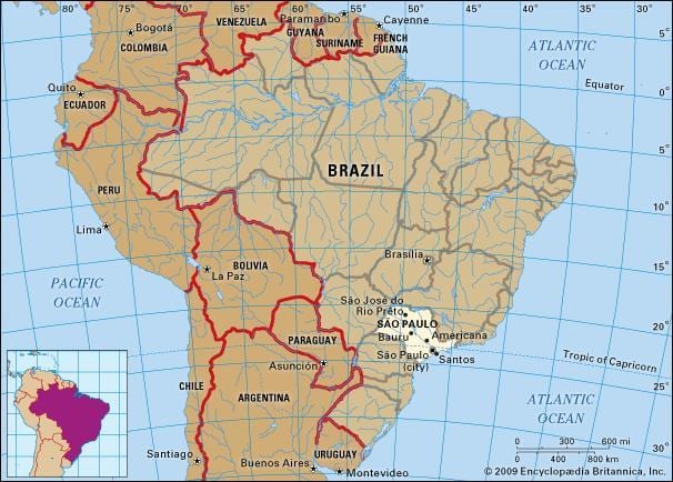 Sao Paulo geografickú mapu