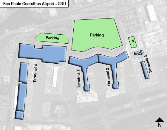 Sao Paulo guarulhos international airport terminal mapu